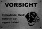 Preview: Edelstahl Warnschild Deutsch Drahthaar VORSICHT Freilaufender Hund! Betreten auf eigene Gefahr!